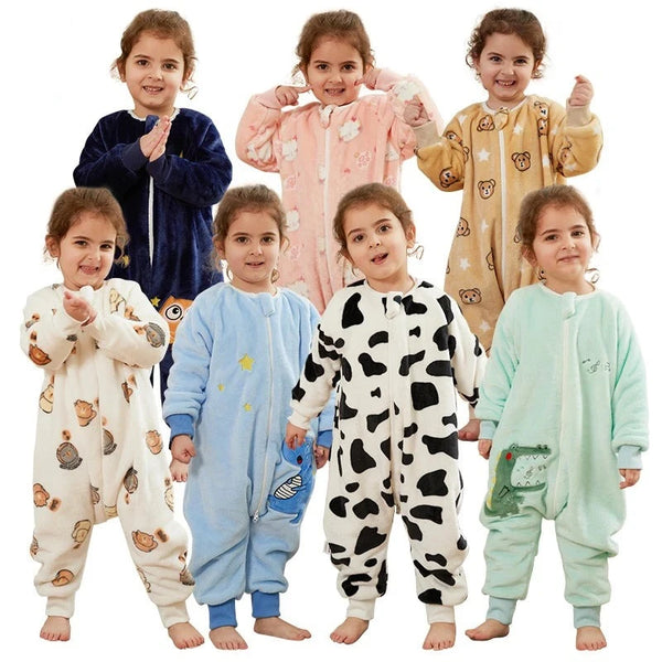 Macacão Pijama de Inverno Infantil Fleece com Zíper Longo