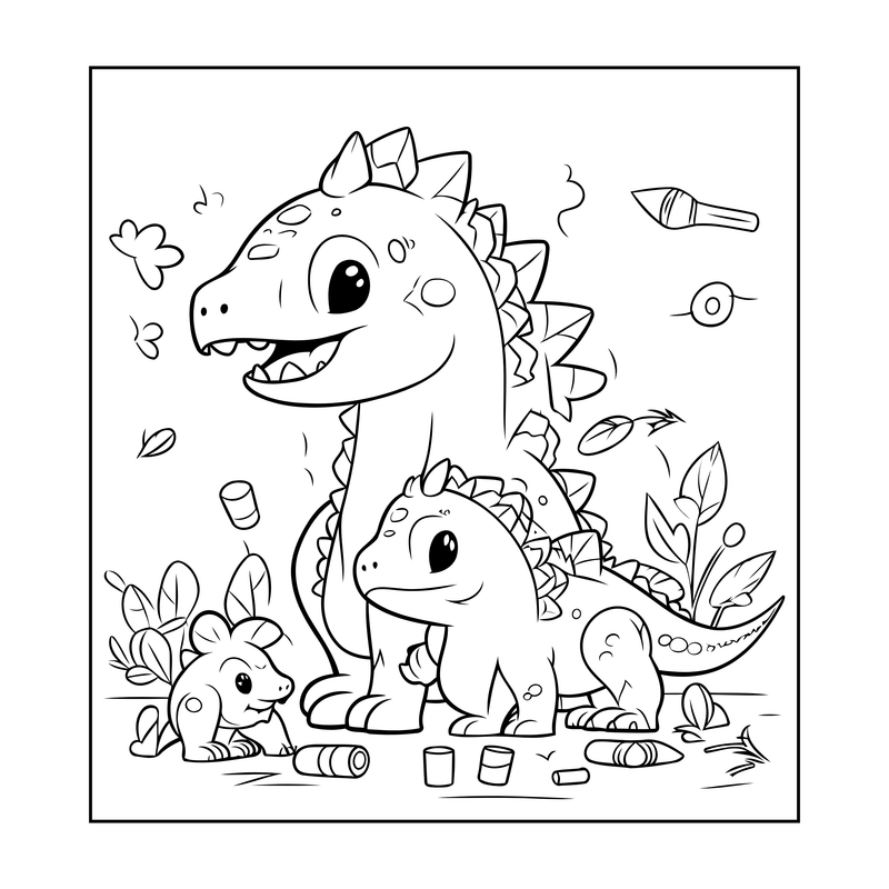 Livro Infantil Para Colorir Dinossauros - Envio Digital Imprima e Use!