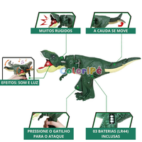 Brinquedo Dinossauro Tiranossauro Rex Articulado Com Som e Luz