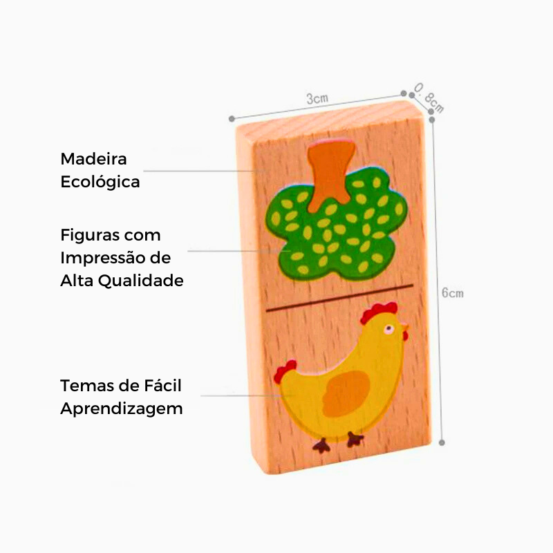 Dominó Educativo de Madeira 28 Peças
