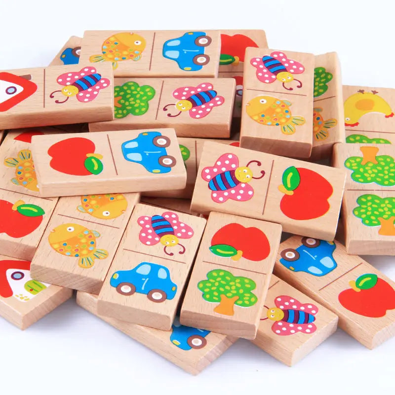Domino Educativo Brinquedo de Madeira 