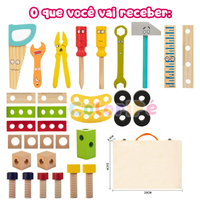 Brinquedo de montar em madeira com ferramentas infantis brinquedo educativo de madeira menino 03 anos