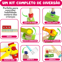 Brinquedo de montar em madeira com ferramentas infantis brinquedo educativo de madeira menino 03 anos