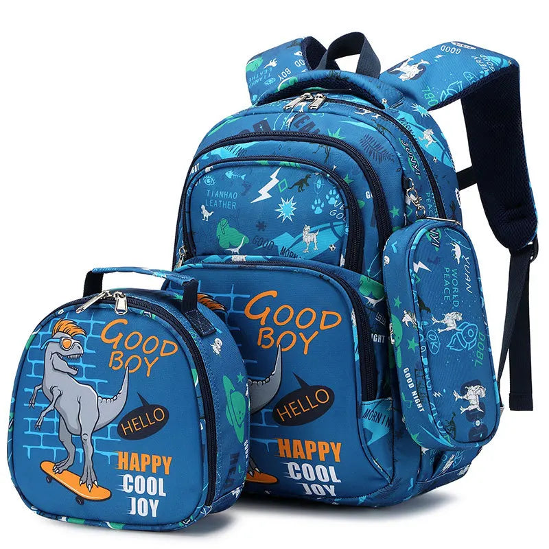 Mochila Infantil com Lancheira e Estojo Dinossauro