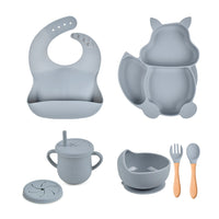 Conjunto Alimentação do Bebê Silicone Raposinha - 6 Peças