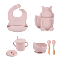 Conjunto Alimentação do Bebê Silicone Raposinha - 6 Peças