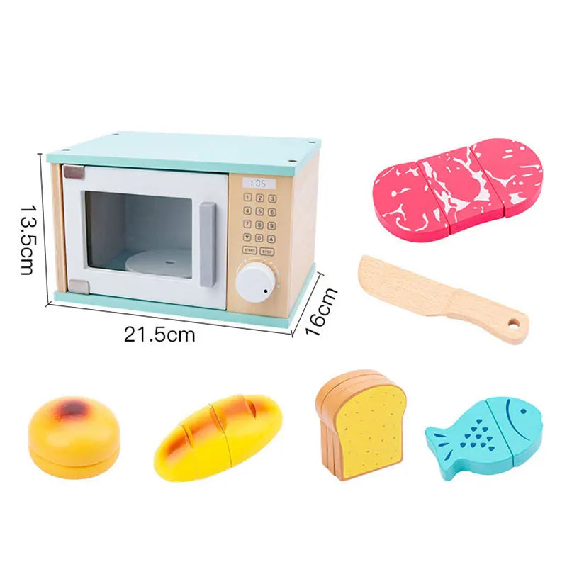 Cozinha Montessori em Madeira Micro-ondas