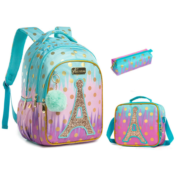 Mochila Infantil com Lancheira e Estojo - Love Paris