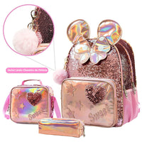 Mochila Infantil com Lancheira e Estojo - Orelhinhas