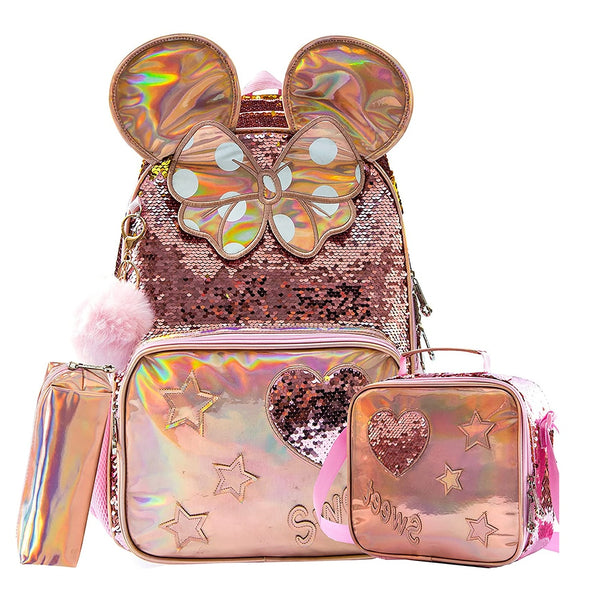 Mochila Infantil com Lancheira e Estojo - Orelhinhas