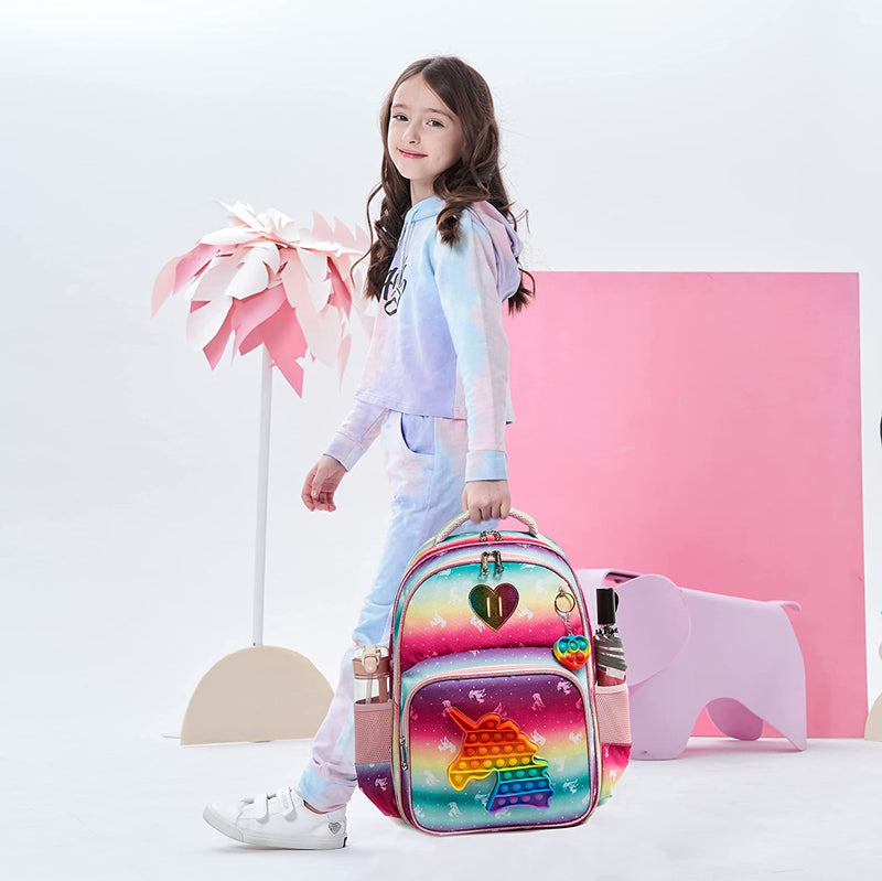 Mochila Escolar Infantil Pop It Unicórnio