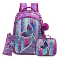 Mochila Infantil com Lancheira e Estojo - Sereia Roxa