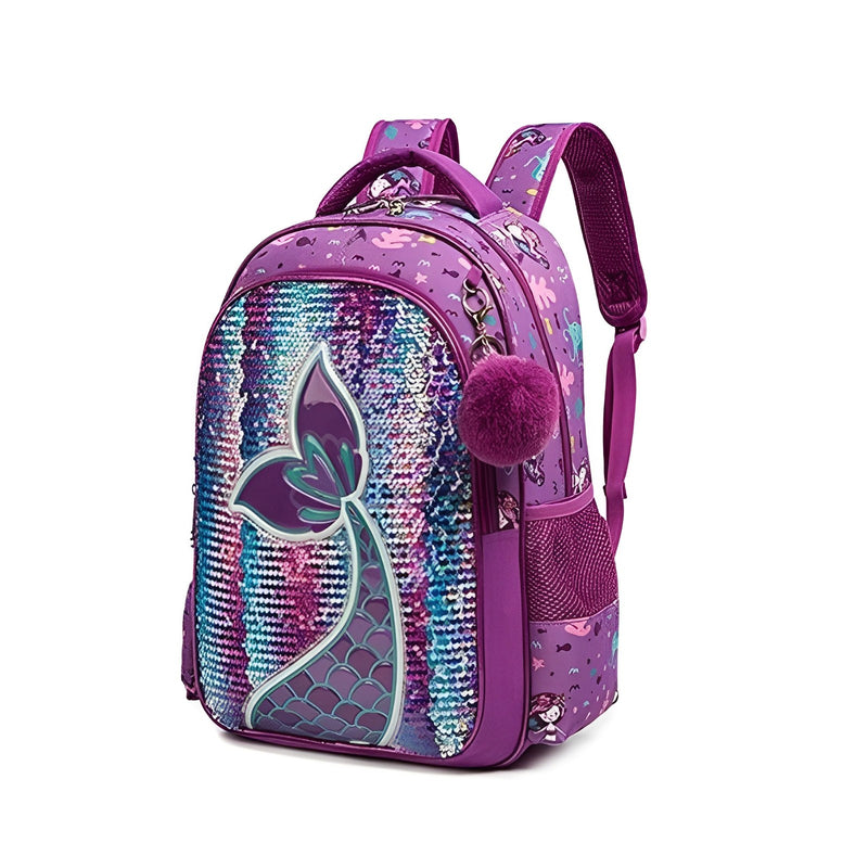 Mochila Infantil com Lancheira e Estojo - Sereia Roxa