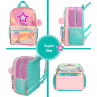 Mochila Infantil com Lancheira e Estojo - Super Star
